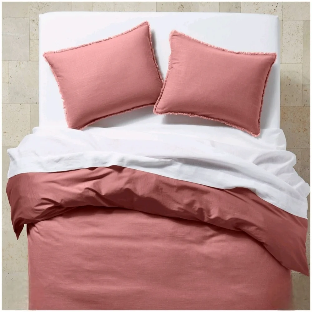 Casaluna King Heavyweight Linen Blend Duvet Cover & Sham Set Rose